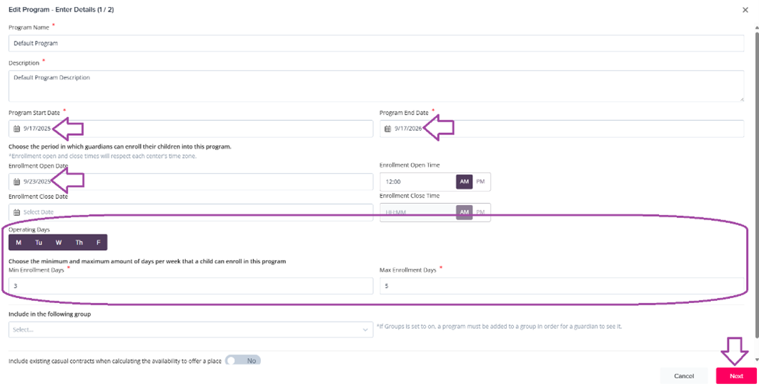 Edit menu with three dots