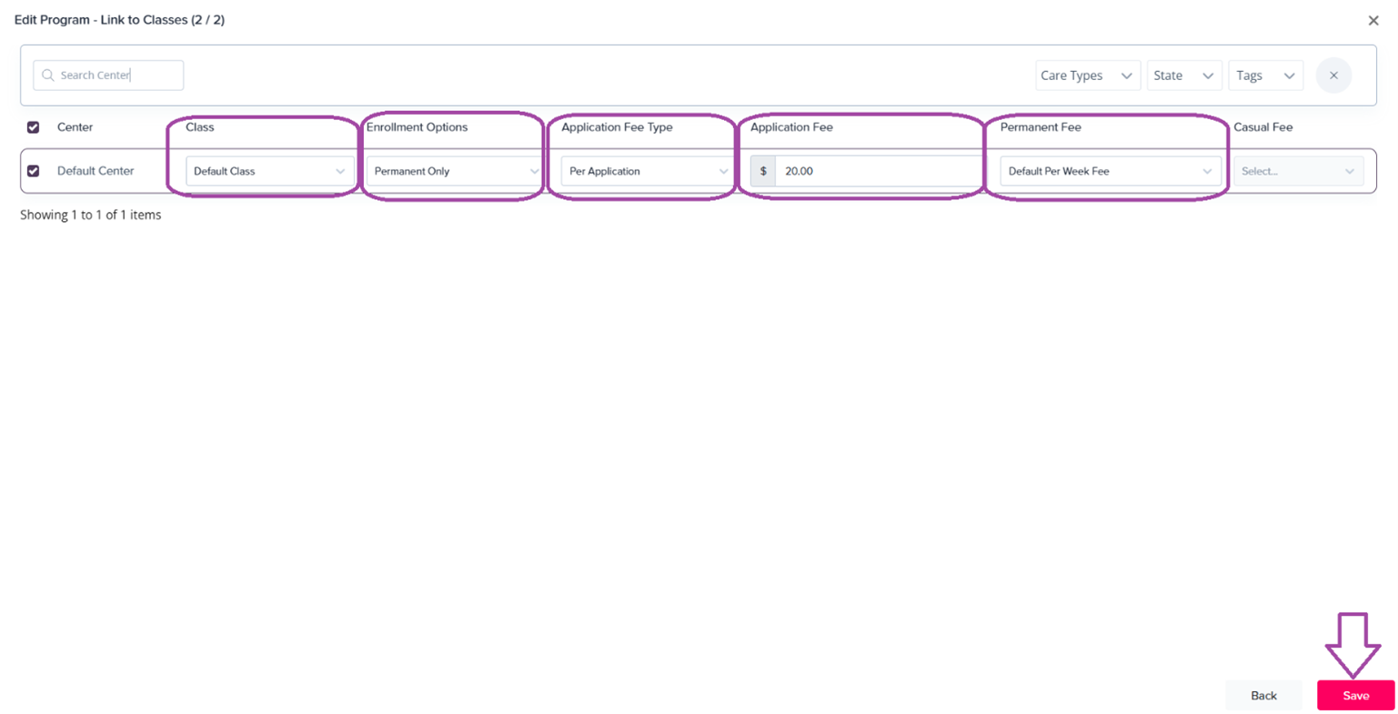 Operating days configuration
